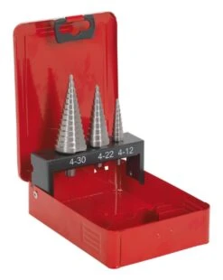 Sealey AK4733 HSS M2 Step Drill Bit Set 3pc Double Flute