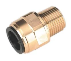 Sealey CAS15BSA Straight Adaptor 15mm X 1/2"BSPT Brass (John Guest Speedfit® MM011504N)