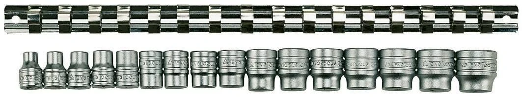 Teng Tools M3816 16 Piece 3/8" Drive 6 Point Regular Metric Socket Clip Rail 1 Teng Tools M3816 16 Piece 3/8" Drive 6 Point Regular Metric Socket Clip Rail