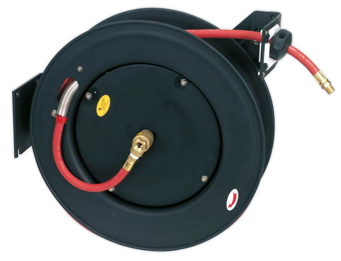 Sealey SA85 Retractable Air Hose Steel Reel 20mtr ⌀10mm ID Rubber Hose 1 Sealey SA85 Retractable Air Hose Steel Reel 20mtr ⌀10mm ID Rubber Hose
