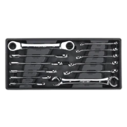 Sealey TBT13 Tool Tray With Flare Nut & Ratchet Ring Spanner Set 12pc